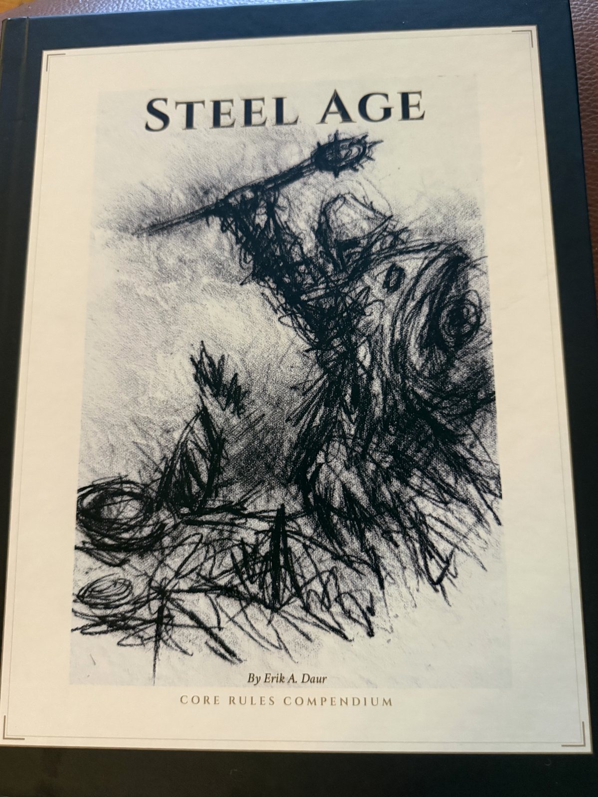 The hardback cover: the mace-bearer in charcoal on a cream label, set in the dark boards.